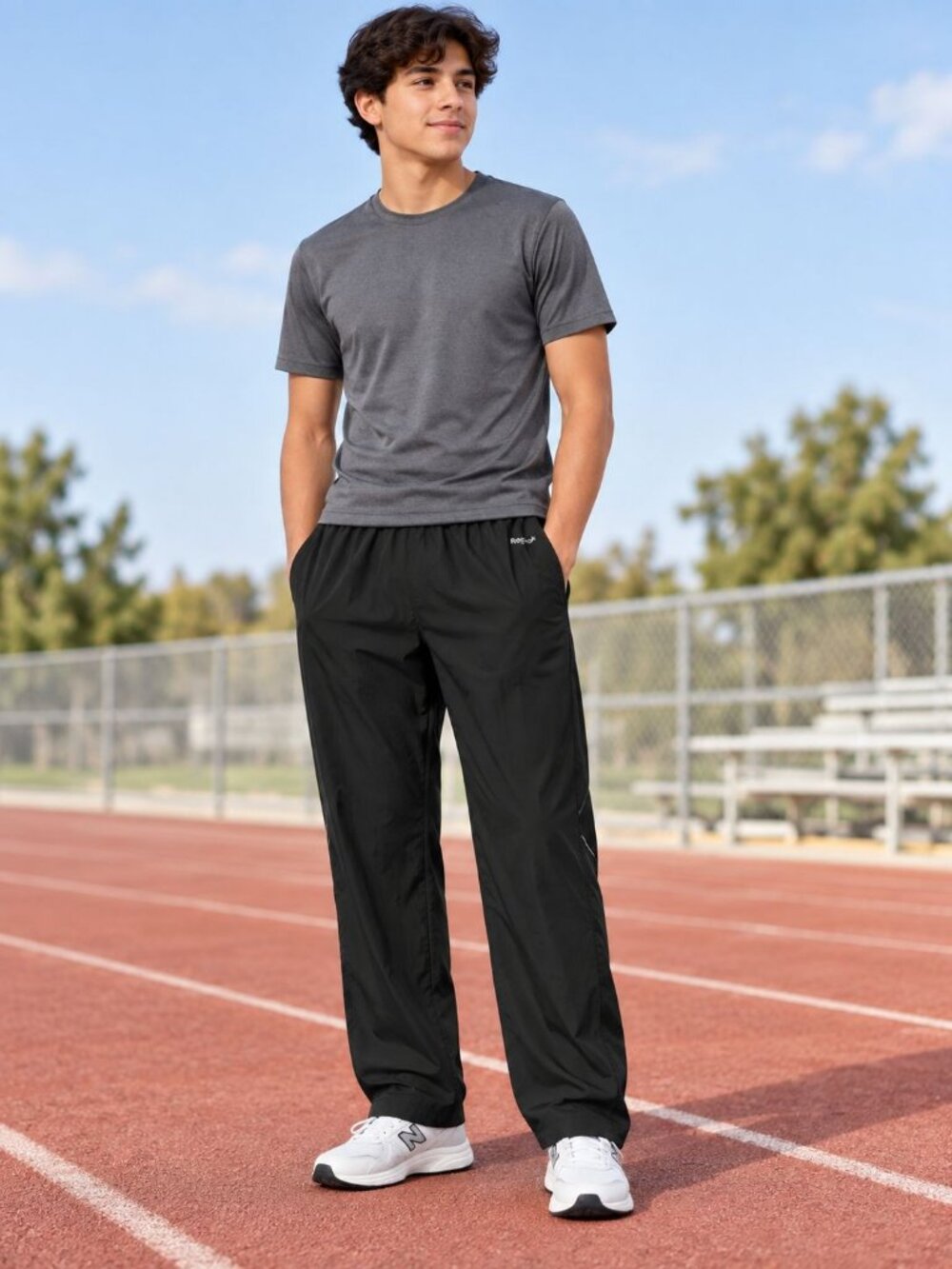 Reebok Boys Athletic Pants XL Drawstring Waist Black Nylon/Polyester Blend Lined